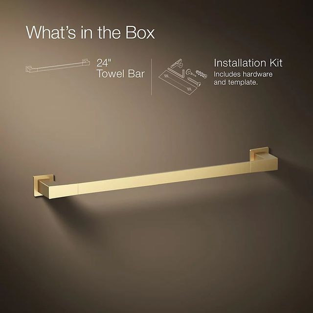 KOHLER® Honesty® Vibrant Brushed Moderne Brass 24" Towel Bar-3