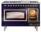 Ilve® Nostalgie II Noblesse 48'' Midnight Blue Pro Style Dual Fuel Range with Brass Trim-4