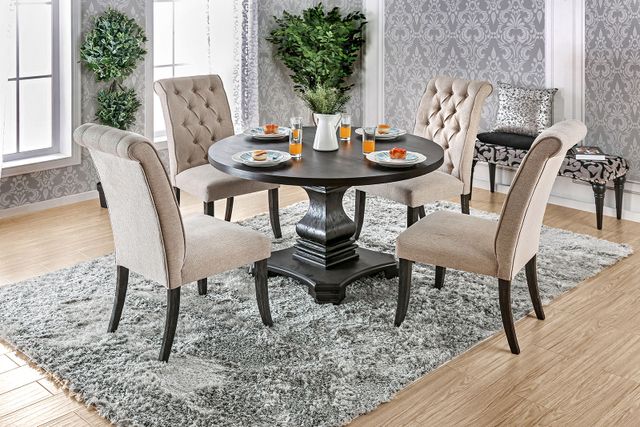 Furniture of America® Nerissa 5-Piece Antique Black/Beige Dining Table Set