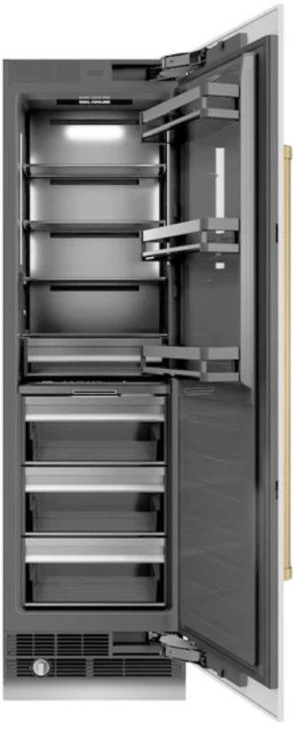 ZLINE Autograph Edition 24" 12.5 Cu. Ft. White Matte Column Refrigerator with Graphite Gray Interior and Champagne Bronze Accents-1
