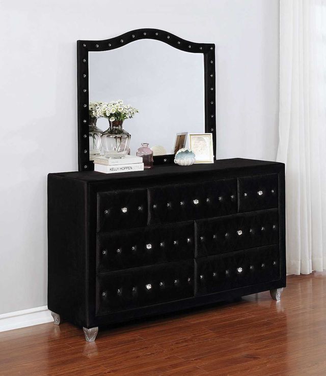 Coaster® Deanna Black Button Tufted Mirror-7