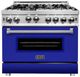 ZLINE 36" Stainless Steel/Blue Matte Pro Style Gas Range-0