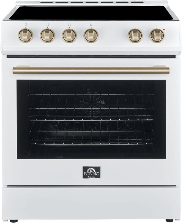 FORNO® Leonardo 30" White Pro Style Electric Range-0