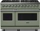 Viking® 5 Series 48" Eucalyptus Pro Style Dual Fuel (NG) Range with Polished Chrome Trim-0