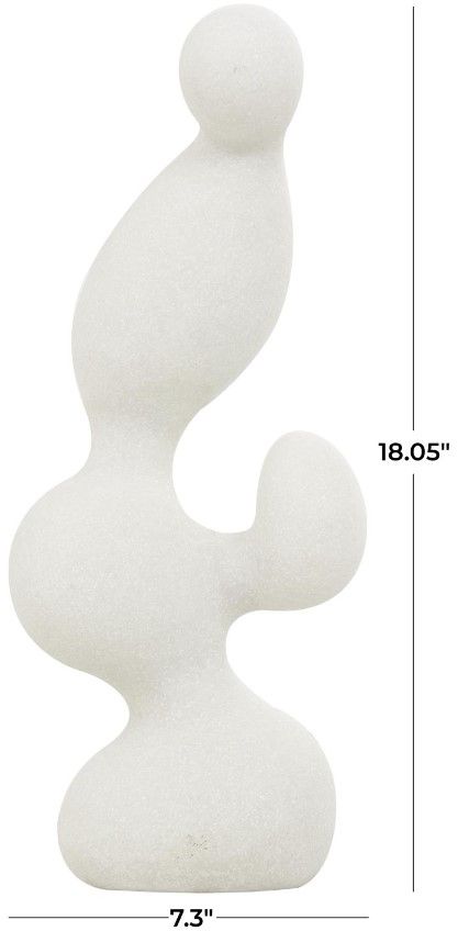 Deco Marche White Polystone Sculpture With Speckled Texturing-3