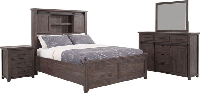 Jofran Inc. Madison County 4-Piece Barnwood King Barn Door Bedroom Set-0