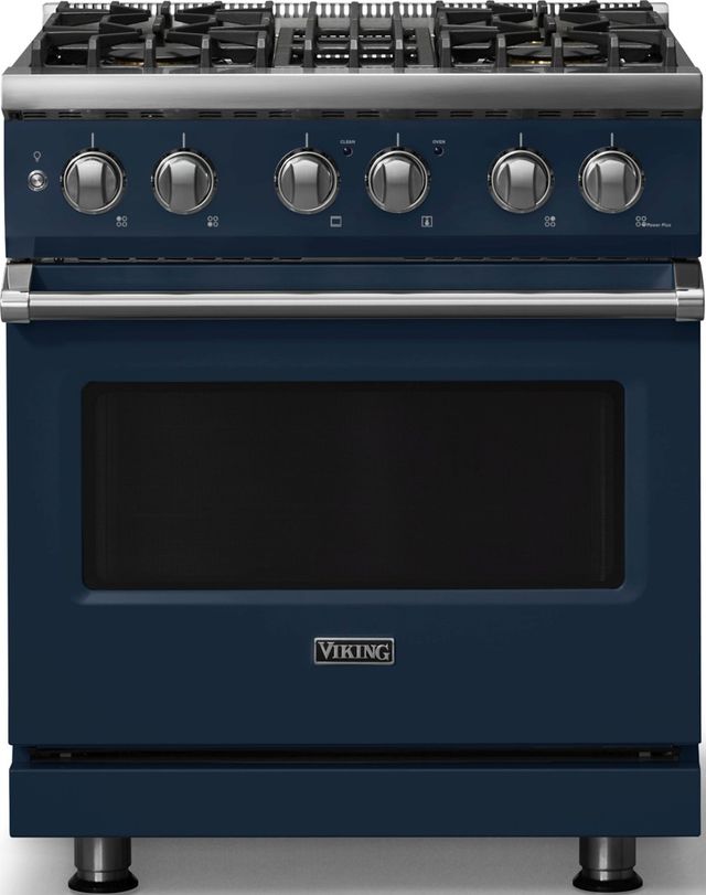 Viking® 5 Series 30" Slate Blue Pro Style Dual Fuel (LP) Range with Polished Chrome Trim-0