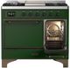 Ilve® Majestic III 40" Emerald Green Pro Style Dual Fuel Natural Gas Range with Solid Door and Burnished Trim-3