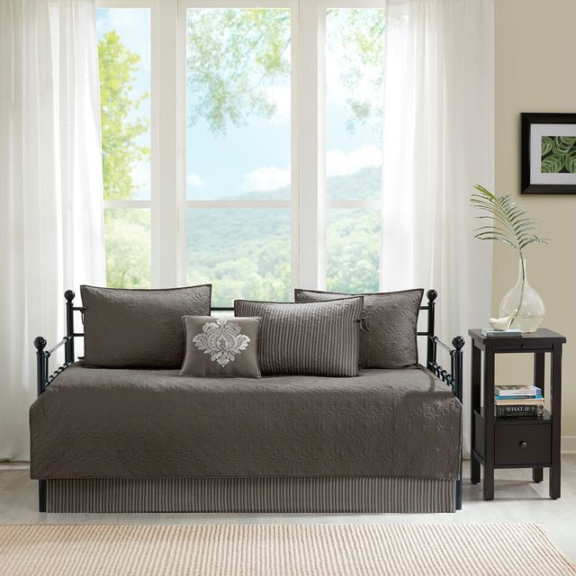 Olliix by Madison Park 6 Piece Dark Grey Quebec Reversible Daybed Cover Set-2