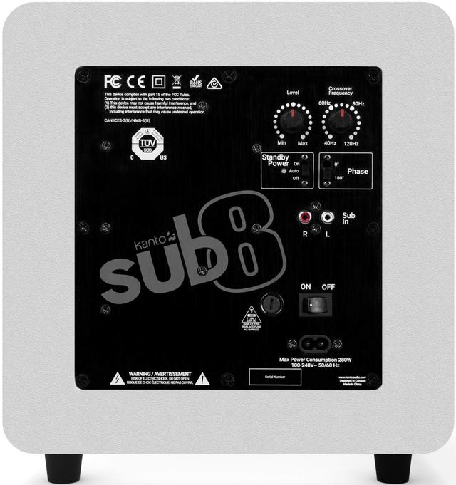 Kanto 8" Matte White Powered Subwoofer-3