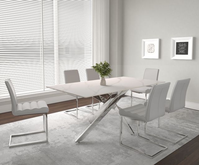 Cramco Aldo White Sintered Stone Top Dining Table with Chrome Base-2