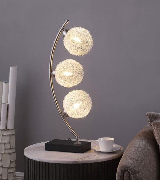 Coaster® Claudia Black/Chrome 30" Woven Spherical Metal Table Lamp -4