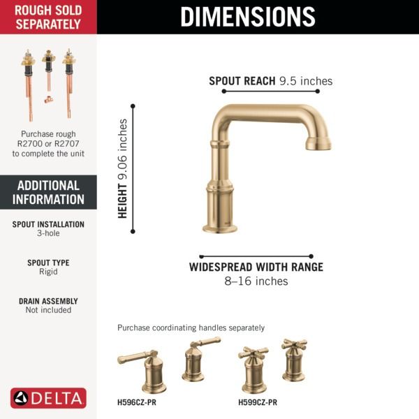 Delta Broderick® Lumicoat® Champagne Bronze Less Handles Roman Tub Trim-1