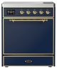 Ilve® Majestic III 30" Midnight Blue Pro Style Induction Range with Solid Door and Brass Trim-0