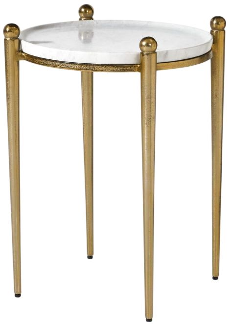 Uttermost® Nahunta White Accent Table with Antique Brass Base-0