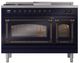 Ilve® Nostalgie II Noblesse 48'' Midnight Blue Pro Style Dual Fuel Range with Burnished Trim-1