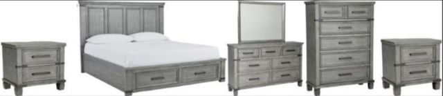 Signature Design by Ashley® Russelyn 6-Piece Gray California King Panel Storage Bed Set-0