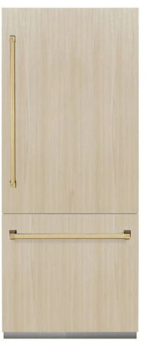 ZLINE Autograph Edition 36" 19.8 Cu. Ft. Panel Ready Built-In Bottom Freezer Refrigerator with Polished Gold Accents-0