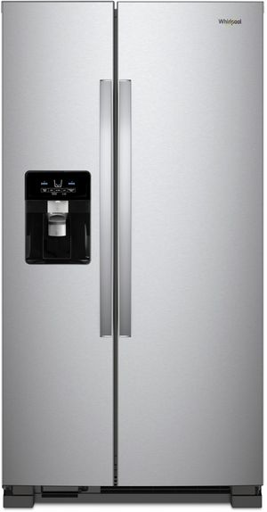 Front view of the Whirlpool® 36 in. 24.6 Cu. Ft. Fingerprint Resistant Stainless Steel Side-by-Side Refrigerator