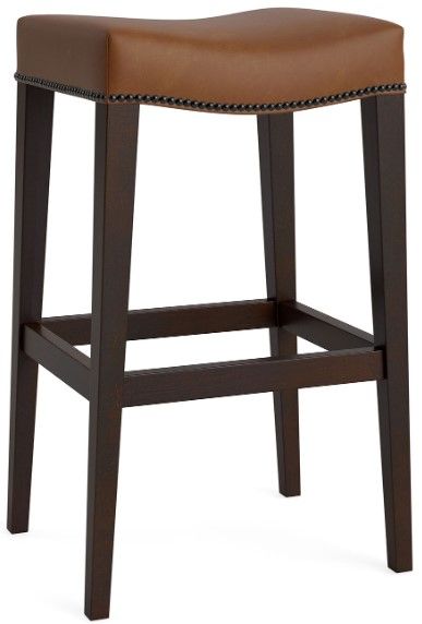 Bassett® Furniture Customizable Vail 18" Leather Saddle Bar Stool-0