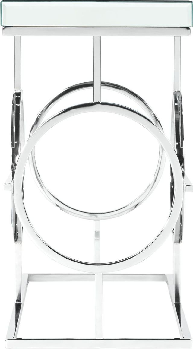 Elements International Pearl Glass Top Sofa Table with Chrome Base-2