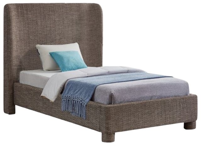 Meridian Furniture Penny Brown Twin Linen Textured Upholstered Panel Bed-0