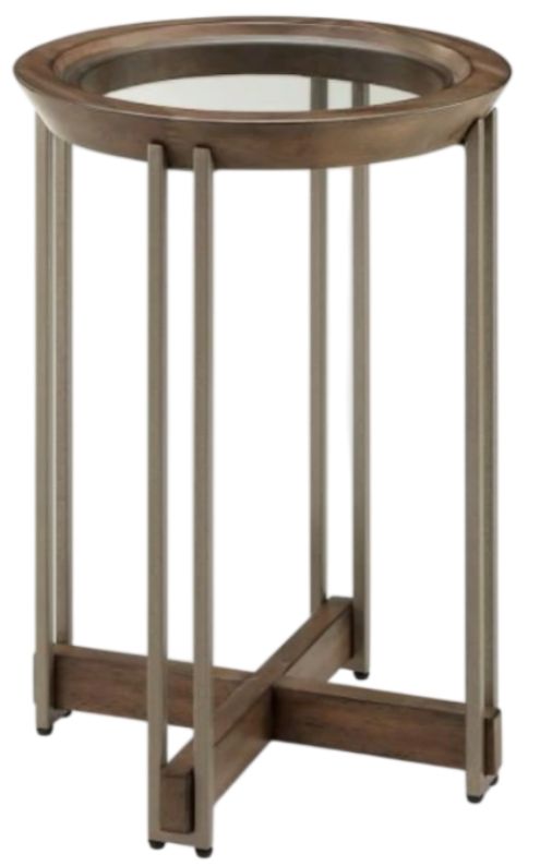 Magnussen Home® Elora Glass Top Round Walmt Side Table-0