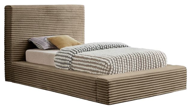 Meridian Furniture Dexter Taupe Twin Upholstered Panel Bed-0