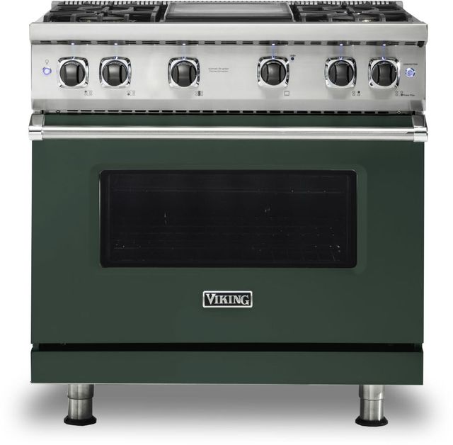Viking® 5 Series 36" Blackforest Green Pro Style Natural Gas Range with 12" Griddle-0