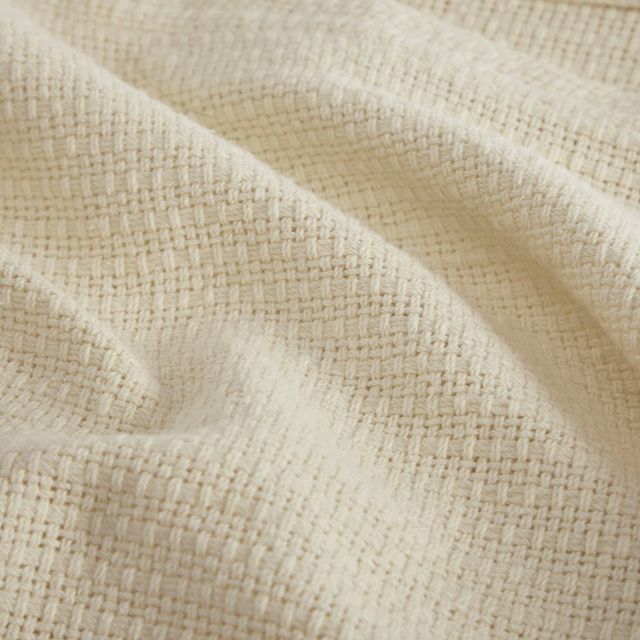 Olliix by Madison Park Freshspun Basketweave Natural Twin Cotton Blanket-1