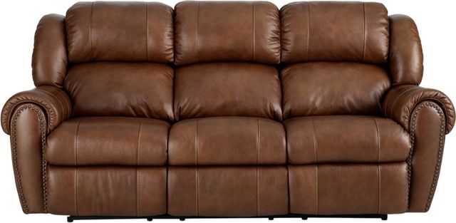 HomeStretch Laredo Cognac Leather Manual Reclining Sofa-1