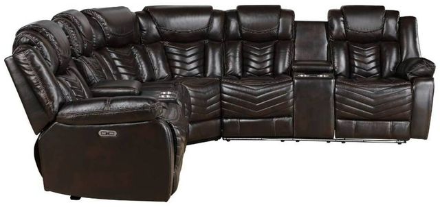 Homelegance® Ramone 3-Piece Dark Brown Power Reclining Sectional-2