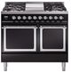 Ilve® Nostalgie II Noblesse 40'' Glossy Black Pro Style Dual Fuel Range with Chrome Trim-0