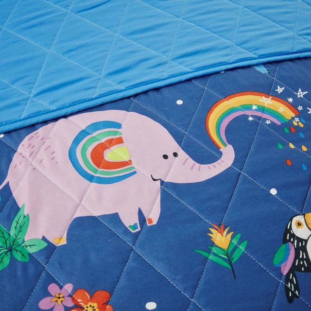Olliix by Mi Zone Kids Rainbow Animals Printed Multi Full/Queen Coverlet Set-4
