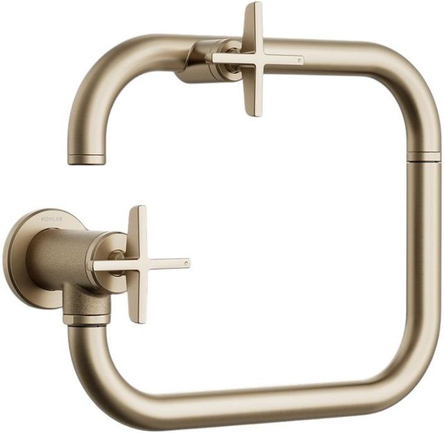 KOHLER® Billet® Vibrant Brushed Bronze Wall-Mount Pot Filler with Cross Handle-0