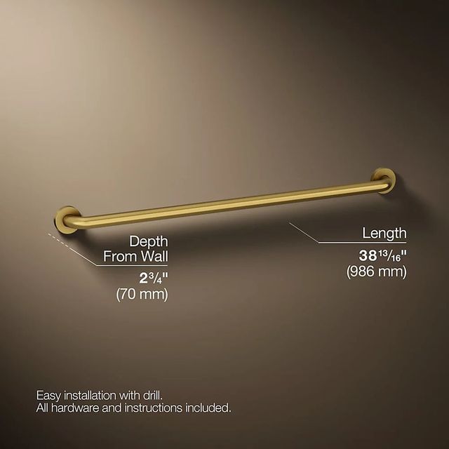 KOHLER® Vintage® Contemporary Vibrant Brushed Moderne Brass 36" Grab Bar-2
