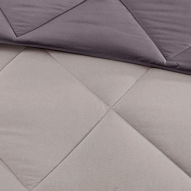 Olliix by Madison Park Essentials Larkspur Charcoal and Grey King 3M Scotchgard Reversible Down Alternative Comforter Set-3