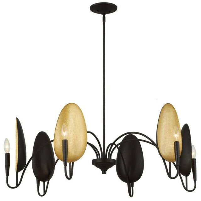 Uttermost® Warwick Matte Black/Matte Gold 6-Light Chandelier-3
