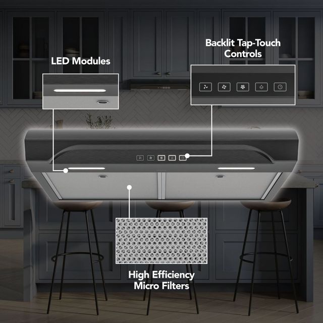 Broan Alta 2 Series 30" Black Stainless Steel Under Cabinet Range Hood-3