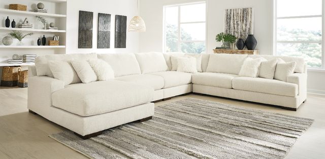 Signature Design by Ashley® Zada 5-Piece Ivory Left-Arm Facing Sofa Sectional and Chaise-1