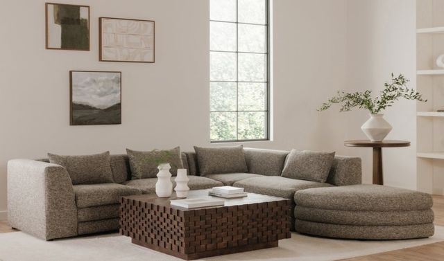 Moe's Home Collection Lowtide Alcove 5-Piece Grey L-Shaped Modular Sectional and Ottoman-3