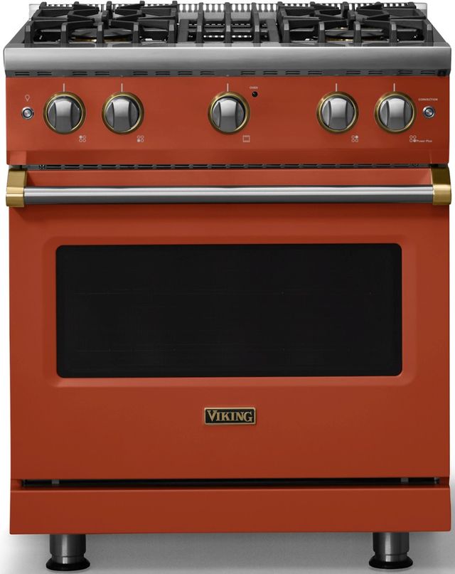 Viking® 5 Series 30" Spiced Cider Pro Style Gas (LP) Range with Brushed Brass Trim-0