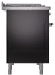 Ilve® Nostalgie II Noblesse 48'' Glossy Black Pro Style Dual Fuel Range with Chrome Trim-2