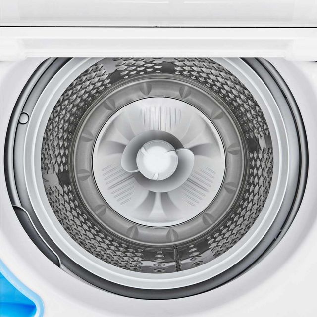View of the inside of an LG top load washer