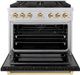 ZLINE Paramount Autograph Edition 36" Stainless Steel Pro Style Gas Range with Black Matte Door and Polished Gold Accents-1