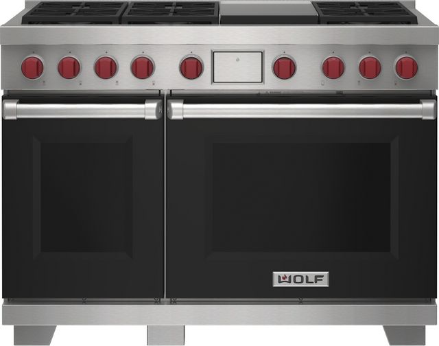 Wolf® 48" Black Pro Style Dual Fuel Range