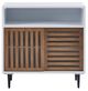 Olliix by INK+IVY Serenity Brown/White 31.5"W x 15.75"D x 32"H Mid Century Sliding Slat Door Accent Cabinet-0