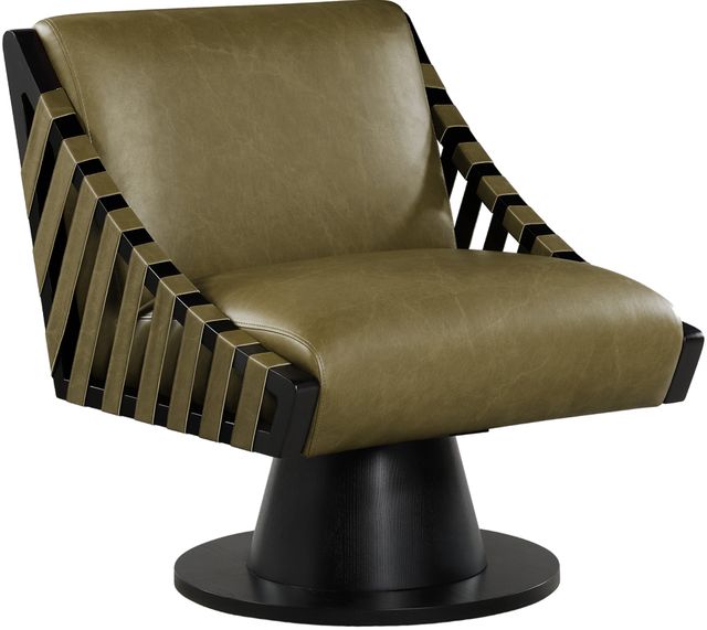 Meridian Furniture Millwin Olive/Black Vegan Leather Swivel Accent Chair-0