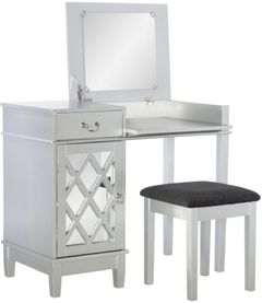 Linon Lattice 2-Piece Silver Vanity Set
