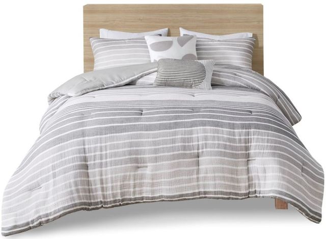 Olliix by Urban Habitat Hayes Grey Twin/Twin XL Woven Stripe Cotton Gauze Comforter Set-0